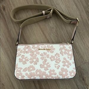 Michael Kors Blush and Cream Floral Crossbody Bag